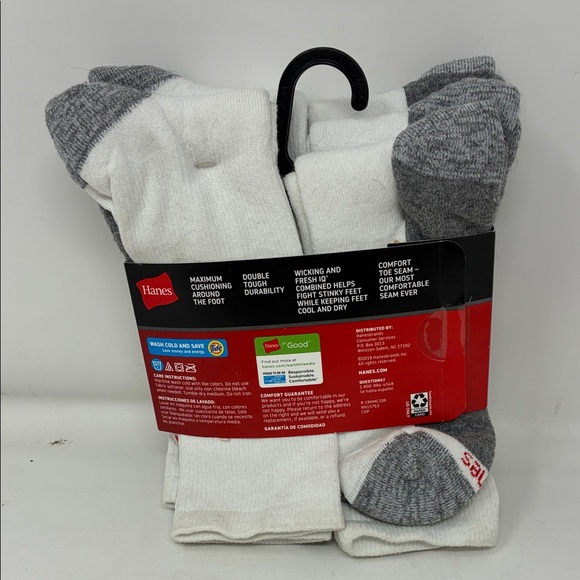 Hanes Men's Max Cushion Crew Socks, Size 6-12, White, 6 - Picture 2 of 3